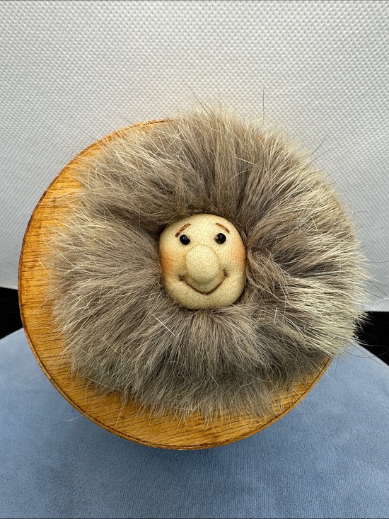 Source Unknown Other - Fur Face Trinket Wooden Box - Faux Fur